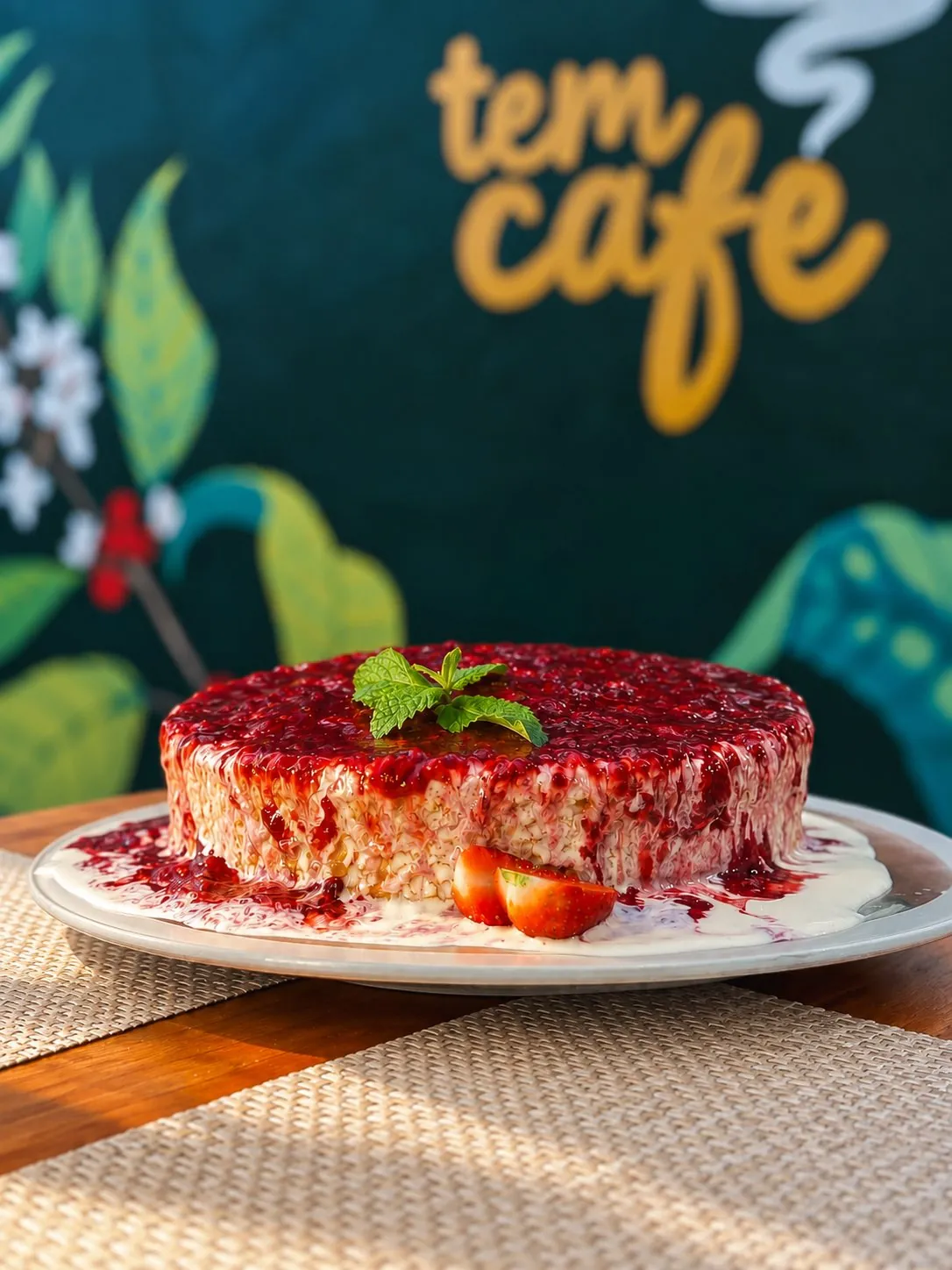 Bolo Três Leites com Geleia de Frutas Vermelhas